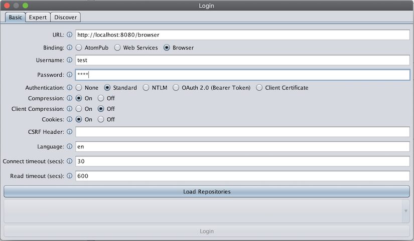 Spring Content With CMIS Workbench Login